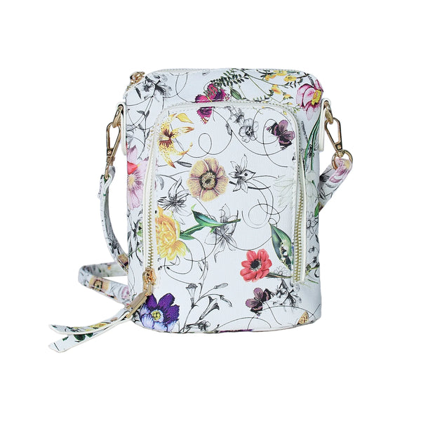 Floral Printed Zip Pocket Cell Phone Bag