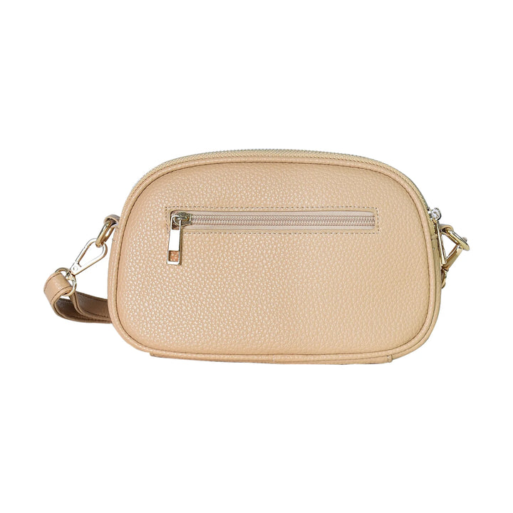 Faux Leather Double Zip Crossbody Bag