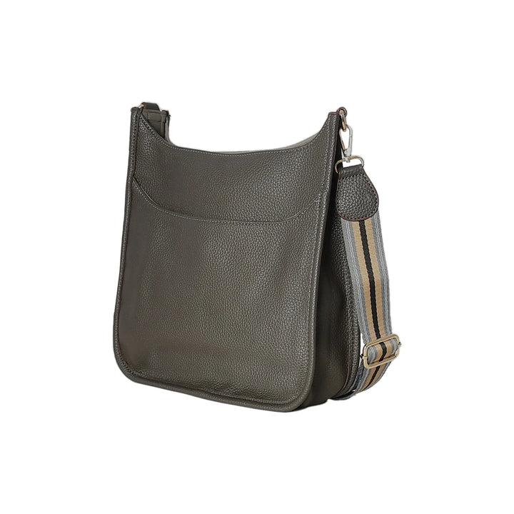 Faux Leather Large Messenger Bag