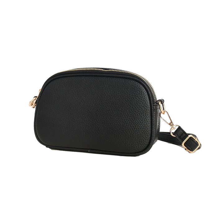 Faux Leather Double Zip Crossbody Bag