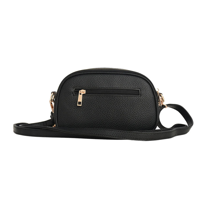 Faux Leather Double Zip Crossbody Bag