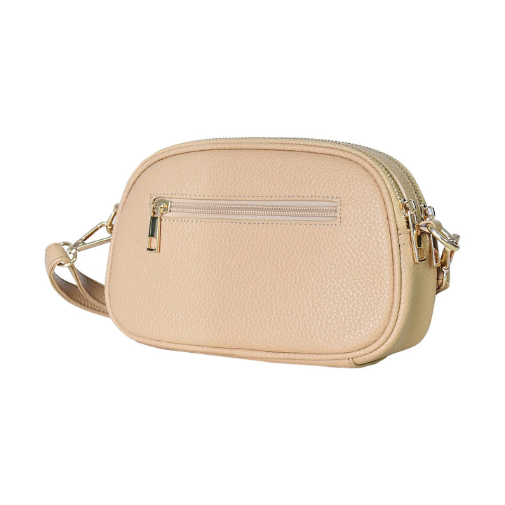Faux Leather Double Zip Crossbody Bag