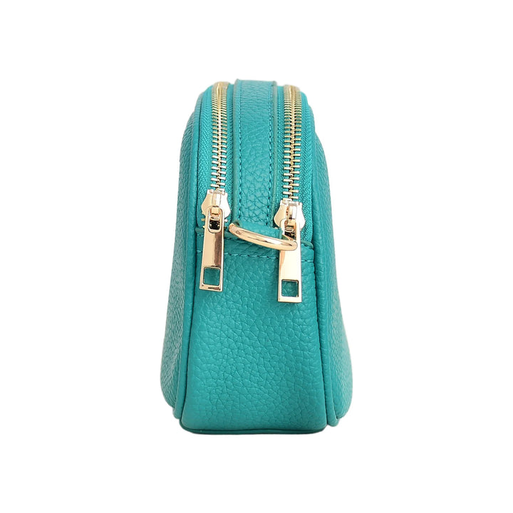 Faux Leather Double Zip Crossbody Bag